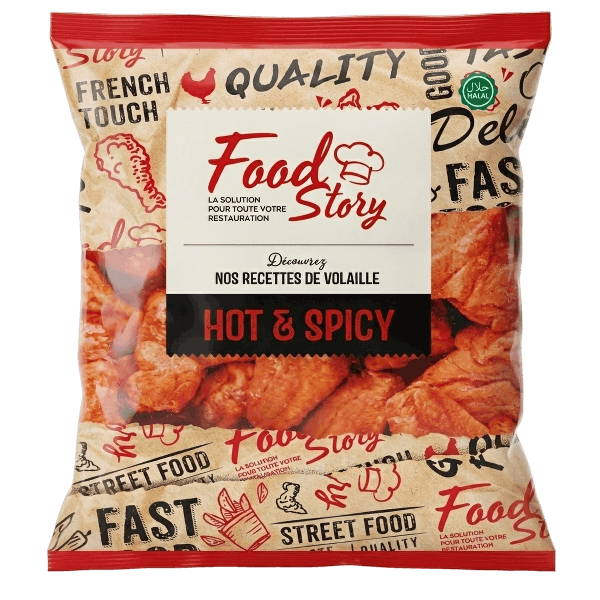 Hot & Spicy — Morceaux de poulet épicés, marinés et précuits. Saveurs intenses pour une cuisine relevée qui fait la différence.