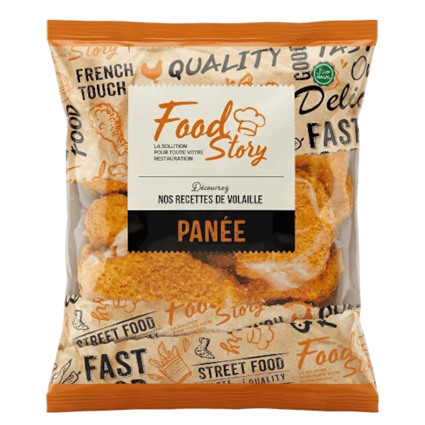 Panée — Escalope de poulet panée croustillante, prête à cuire. Un classique indémodable pour tous les menus.