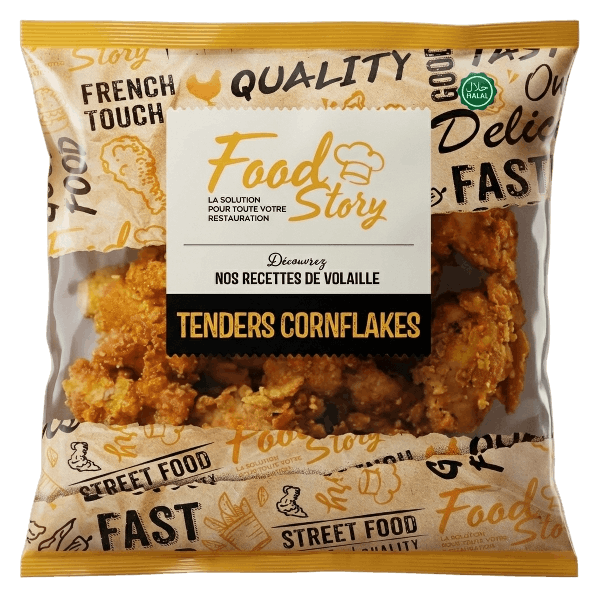Tenders Cornflakes — Tenders enrobés de cornflakes pour un croustillant unique. Texture irrésistible qui séduit à chaque bouchée.